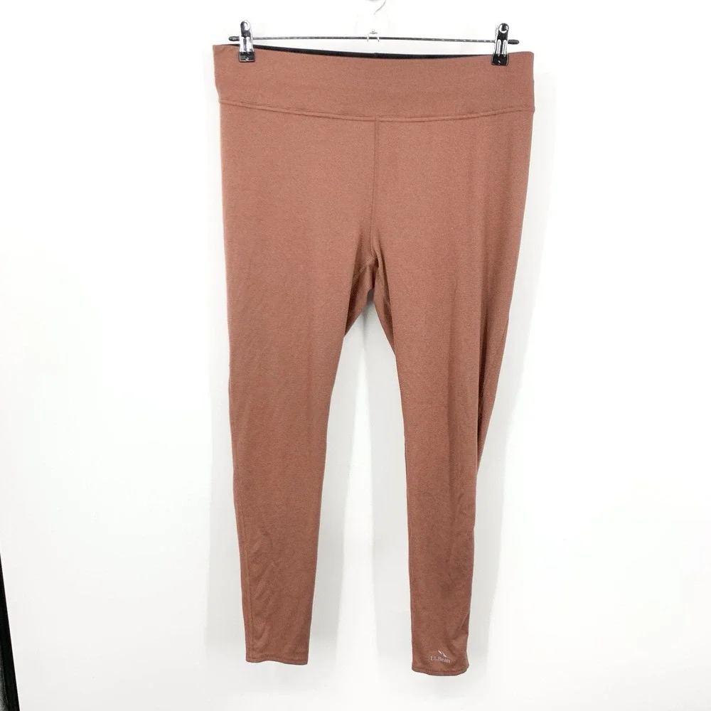 LL Bean Women Size XL‎ Pants Red Base Layer Midweight Leggings Stretch High Rise